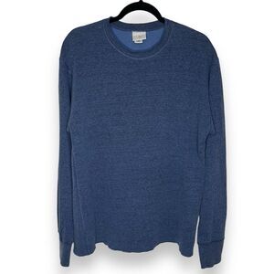 Vintage LL Bean Double Layer Wool Blend Crew Neck Blue Gray Shirt Men Medium